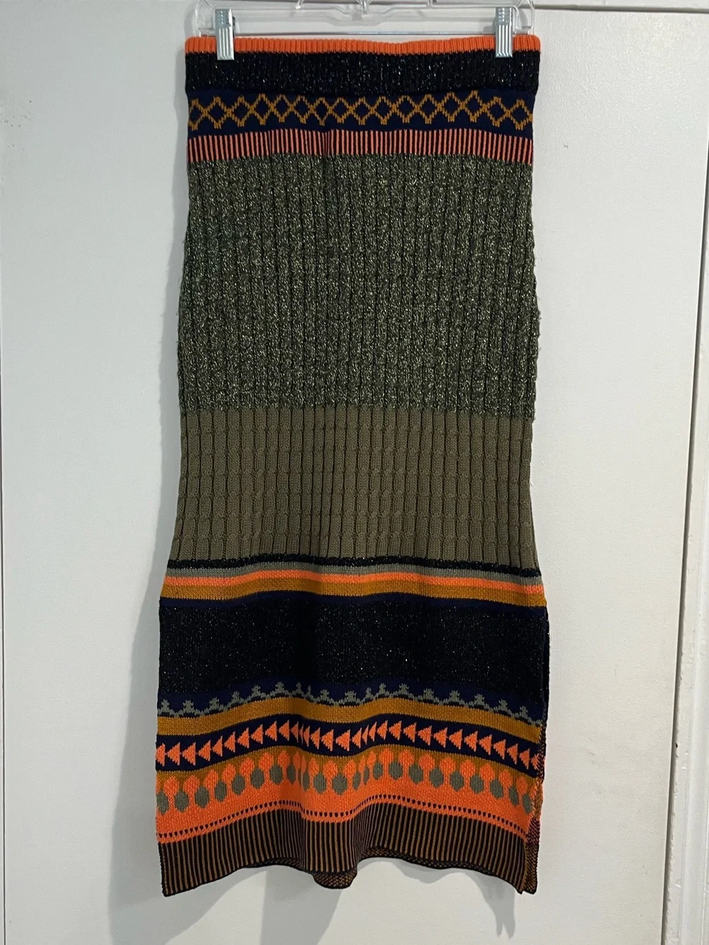 Blank London x Anthropologie Multicolored Patterned Knit Midi Skirt Sz. S‎